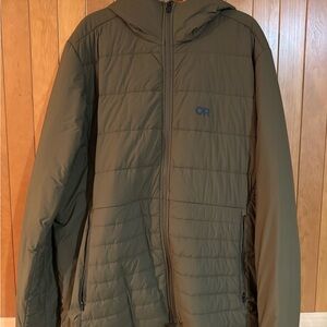 Outdoor Research Men's Green Hooded Puffer Jacket